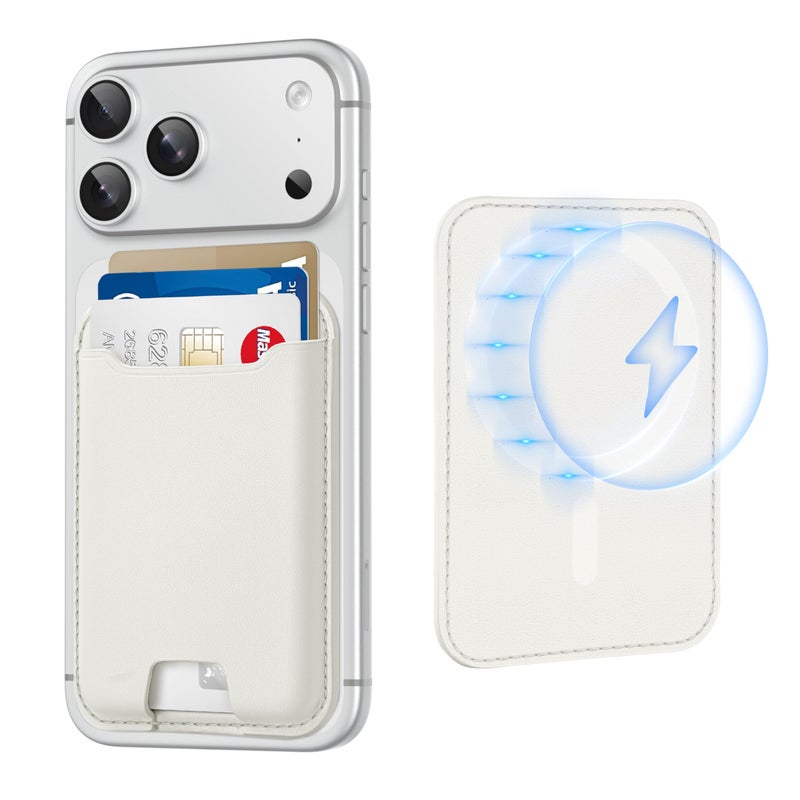 TopMade for Magsafe Wallet, Strongest Magnetic Card Holder for iPhone 17, iPhone 16/15/14/13/12 Series, Leather Magnetic Phone Wallet with Powerful Magnets, RFID Blocking, Fit 4 Cards, Milky White - Image 1