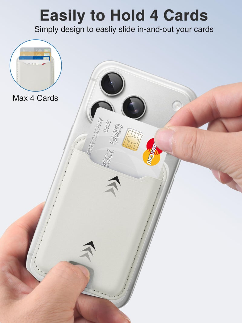 TopMade for Magsafe Wallet, Strongest Magnetic Card Holder for iPhone 17, iPhone 16/15/14/13/12 Series, Leather Magnetic Phone Wallet with Powerful Magnets, RFID Blocking, Fit 4 Cards, Milky White - Image 3