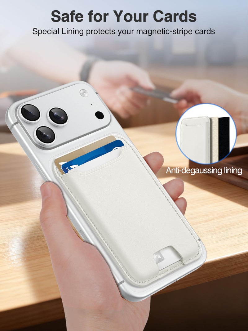 TopMade for Magsafe Wallet, Strongest Magnetic Card Holder for iPhone 17, iPhone 16/15/14/13/12 Series, Leather Magnetic Phone Wallet with Powerful Magnets, RFID Blocking, Fit 4 Cards, Milky White - Image 5