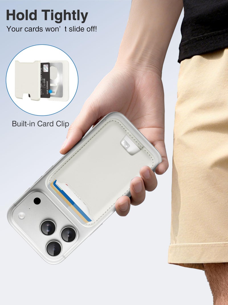 TopMade for Magsafe Wallet, Strongest Magnetic Card Holder for iPhone 17, iPhone 16/15/14/13/12 Series, Leather Magnetic Phone Wallet with Powerful Magnets, RFID Blocking, Fit 4 Cards, Milky White - Image 4