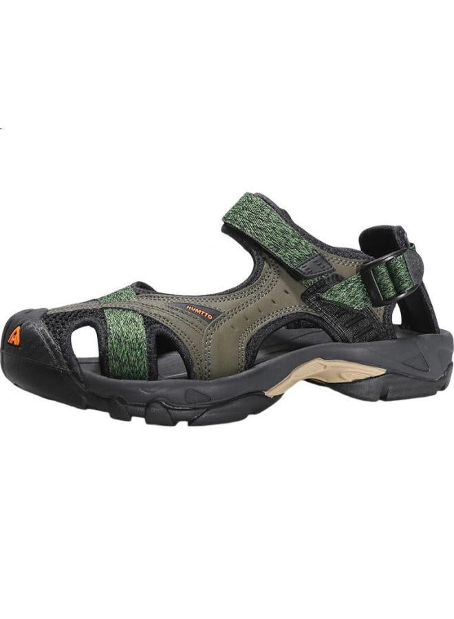 HUMTTO Men'S Summer Beach Sandals Outdoor Camping Wading Shoes Lightweight Breathable Toe-Protected Sandals Army Green Size 43 - Image 2