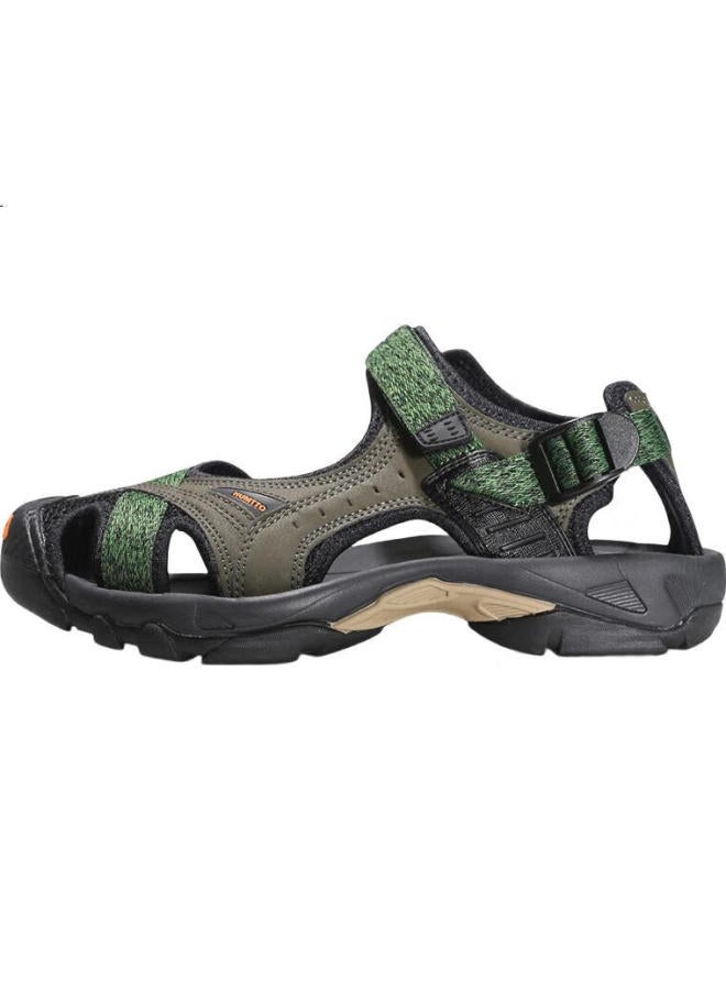 HUMTTO Men'S Summer Beach Sandals Outdoor Camping Wading Shoes Lightweight Breathable Toe-Protected Sandals Army Green Size 43 - Image 3