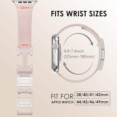 CHANCHY Leather Magnetic Watch Band Compatible with Apple Watch Bands 40mm 38mm 41mm 42mm 44mm 45mm 46mm, Top Grain Leather Dressy Band for Women Men iWatch Ultra SE3 Series 11/10/9/8/7/6/5/4/3/2/1 - Image 5