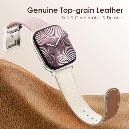 CHANCHY Leather Magnetic Watch Band Compatible with Apple Watch Bands 40mm 38mm 41mm 42mm 44mm 45mm 46mm, Top Grain Leather Dressy Band for Women Men iWatch Ultra SE3 Series 11/10/9/8/7/6/5/4/3/2/1 - Image 4