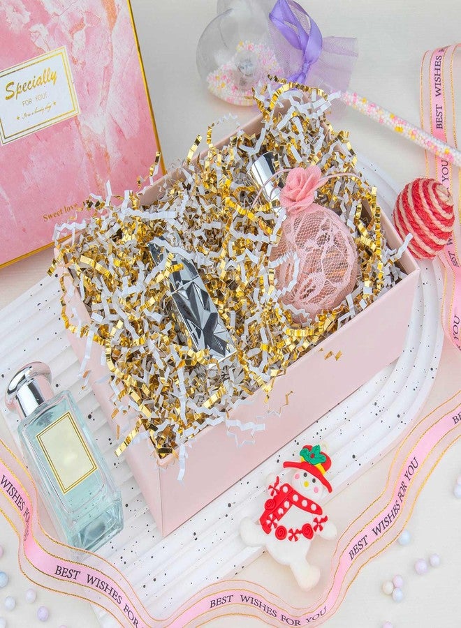 Caonysh 8.5oz Crinkle Paper Filler, Gift Baskets Gift Boxes Crafts Shredded Cut Paper Packaging Decorative Stuffing & Cushioning Confetti for Easter Birthday Wedding Party Favor Gold White - Image 4