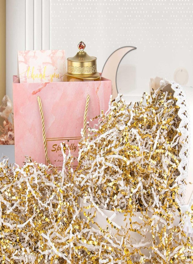 Caonysh 8.5oz Crinkle Paper Filler, Gift Baskets Gift Boxes Crafts Shredded Cut Paper Packaging Decorative Stuffing & Cushioning Confetti for Easter Birthday Wedding Party Favor Gold White - Image 3