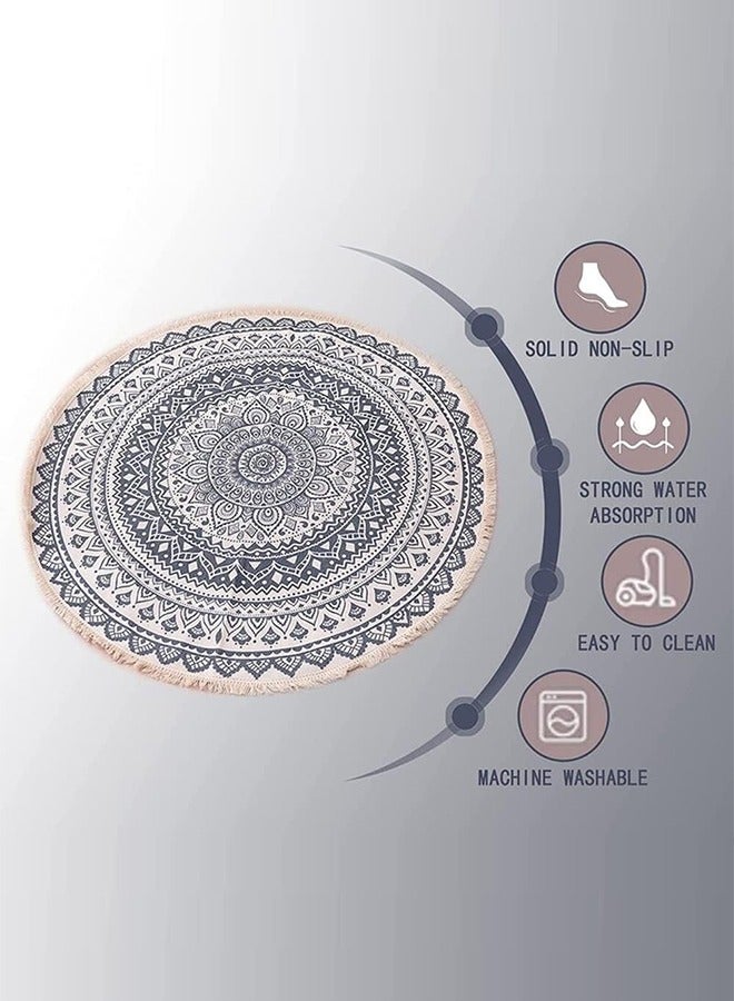 Bukela Round Carpet, Area Rug, Circle Bohemian Style Rug, Fringed Rug, 120 Cm - Image 2