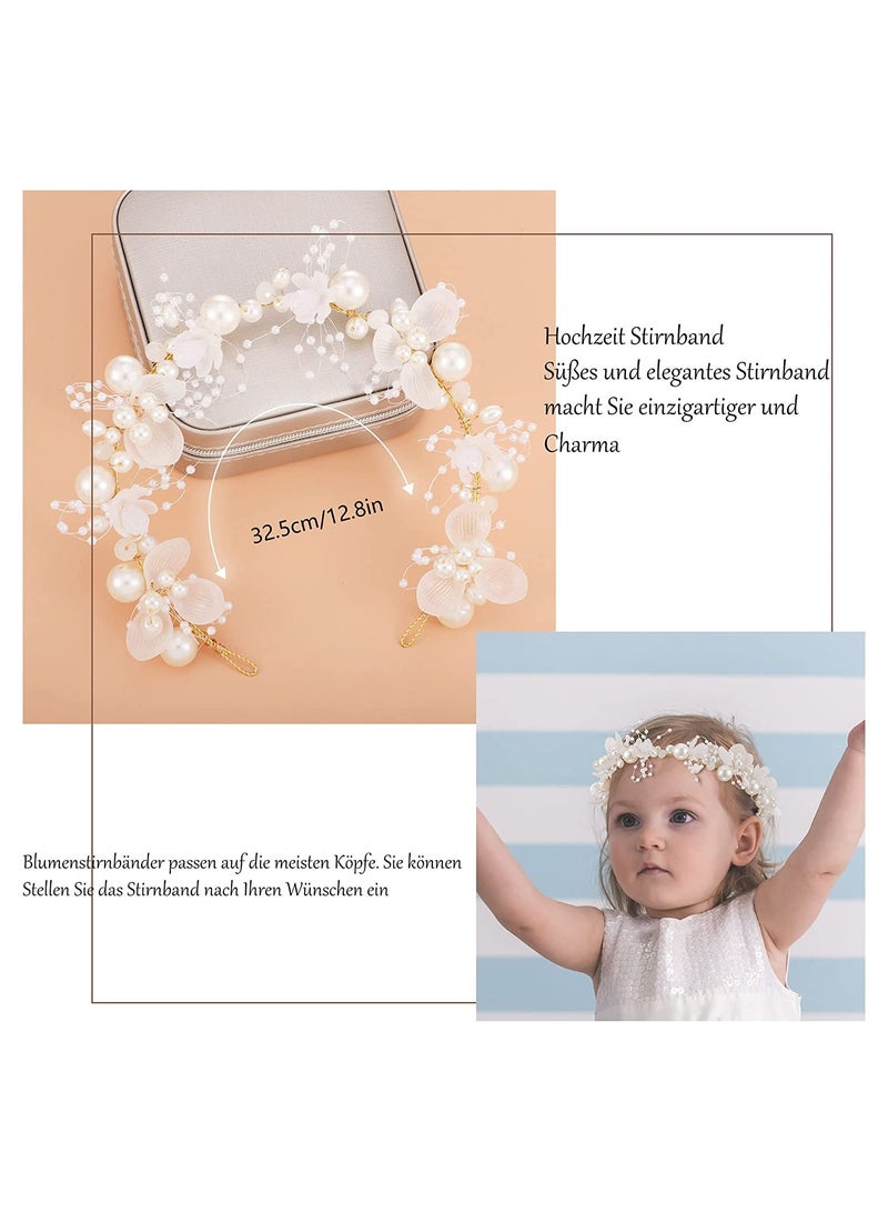 إسكدنيا Flower Pearl Headpiece, Princess Crystal Girl Hair Accessories, Evening Party Flower Crown Headpiece, Wedding Pearl Flower Head Vines, 1 Pcs - Image 5