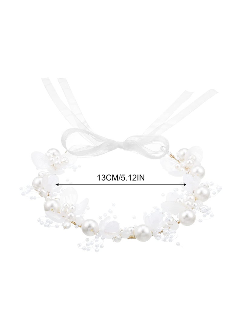 إسكدنيا Flower Pearl Headpiece, Princess Crystal Girl Hair Accessories, Evening Party Flower Crown Headpiece, Wedding Pearl Flower Head Vines, 1 Pcs - Image 2