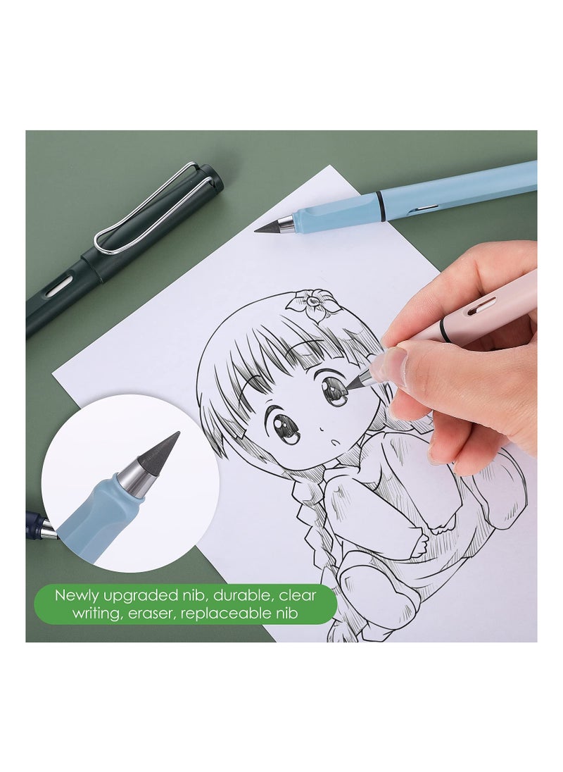 KASTWAVE - 6 Sets Inkless Magic Pencil, Unlimited Writing Pencil, Everlasting Pencil Eternal, with Eraser Tree-Friendly Cute Forever Pencil, for Writing Drawing with Extra 6 Eraser & 6 Replaceable Nibs - Image 1