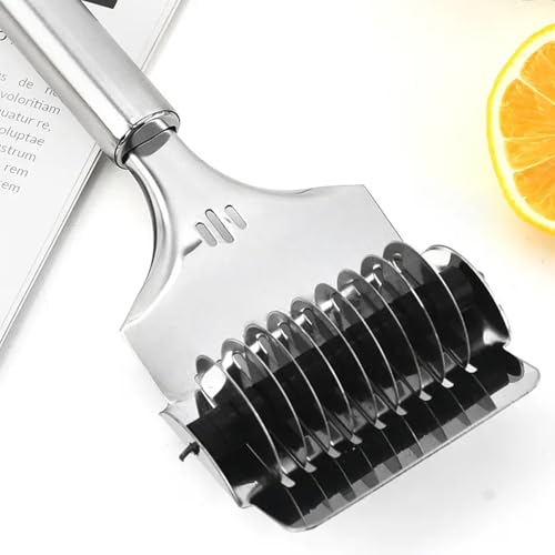 Adbeni Stainless Steel Noodle Cutter Roller | Multi-Purpose Dough Lattice Roller & Pasta Maker | Kitchen Tool for Pastry, Pizza & Baking with Easy-Grip Handle & Hanging Loop - Image 4