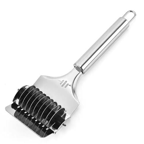 Adbeni Stainless Steel Noodle Cutter Roller | Multi-Purpose Dough Lattice Roller & Pasta Maker | Kitchen Tool for Pastry, Pizza & Baking with Easy-Grip Handle & Hanging Loop - Image 3