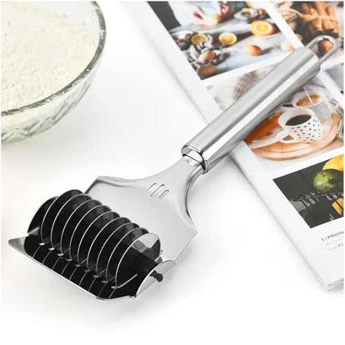 Adbeni Stainless Steel Noodle Cutter Roller | Multi-Purpose Dough Lattice Roller & Pasta Maker | Kitchen Tool for Pastry, Pizza & Baking with Easy-Grip Handle & Hanging Loop - Image 5