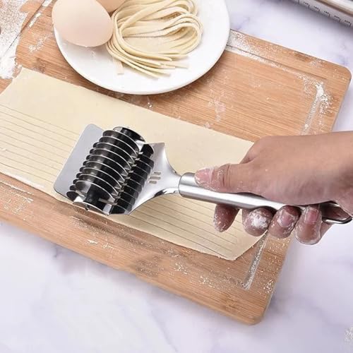 Adbeni Stainless Steel Noodle Cutter Roller | Multi-Purpose Dough Lattice Roller & Pasta Maker | Kitchen Tool for Pastry, Pizza & Baking with Easy-Grip Handle & Hanging Loop - Image 1