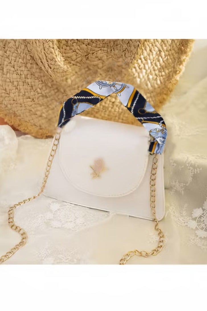 White Ladies Handbag Fashionable Scarf Bag 