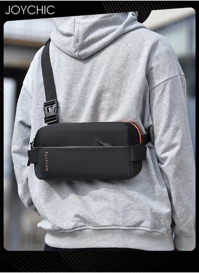 Joychic - Men's Trendy Casual Large Capacity Chest Bag Water Repellent Crossbody Shoulder Bag for Business Travel Outdoor Cycling Black - Image 1