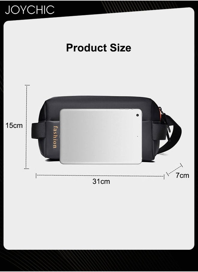 Joychic - Men's Trendy Casual Large Capacity Chest Bag Water Repellent Crossbody Shoulder Bag for Business Travel Outdoor Cycling Black - Image 1