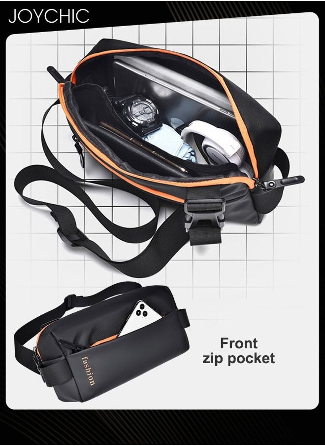 Joychic - Men's Trendy Casual Large Capacity Chest Bag Water Repellent Crossbody Shoulder Bag for Business Travel Outdoor Cycling Black - Image 1