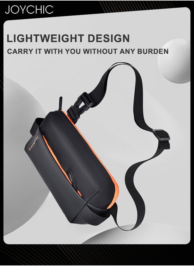 Joychic - Men's Trendy Casual Large Capacity Chest Bag Water Repellent Crossbody Shoulder Bag for Business Travel Outdoor Cycling Black - Image 1