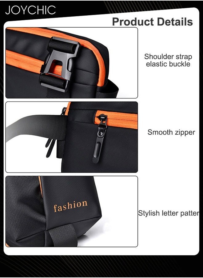 Joychic - Men's Trendy Casual Large Capacity Chest Bag Water Repellent Crossbody Shoulder Bag for Business Travel Outdoor Cycling Black - Image 1