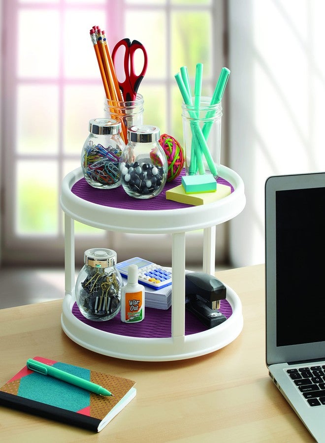 كوبكو خزانة مؤن كوبكو مانعة للانزلاق ذات طبقتين، مزودة بقرص دوار، مقاس 12 بوصة، أبيض/بنفسجي - Image 5