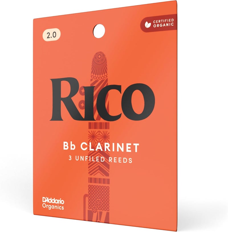 د'اداريو Woodwinds - قصبات كلارينيت Bb من Rico - عبوة 3 قطع، قوة 2، قصب، مثالية للطلاب والمعلمين - Image 1