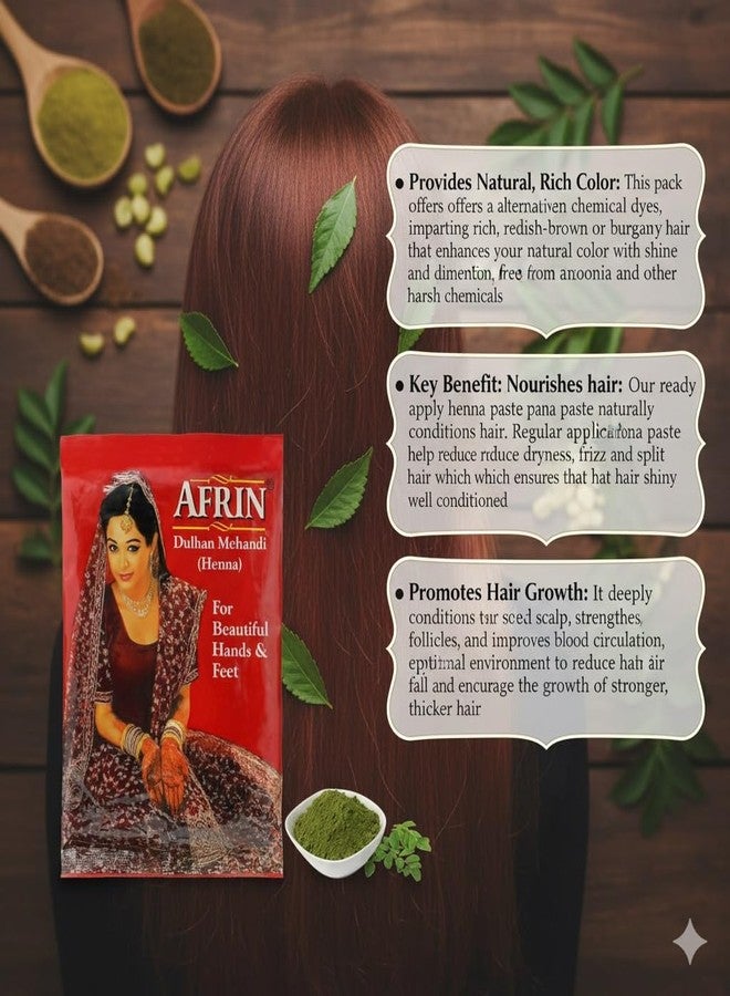 Afrin Dulhan Hair Mehendi (250 gm)|Natural Herbal Henna Powder for Hair Coloring, Conditioning & Shine|100% Herbal Hair Dye - Image 4