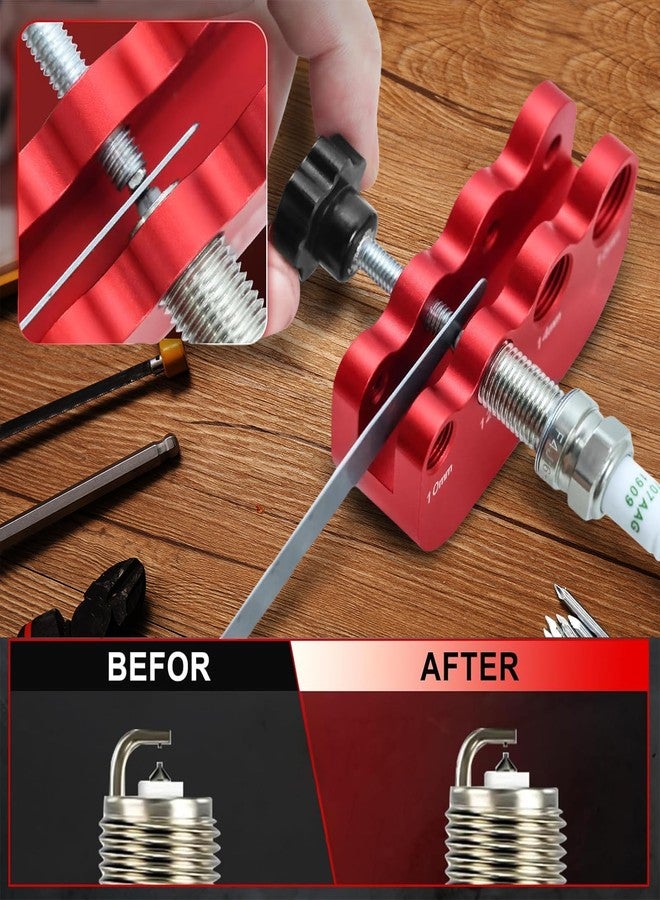 CNRAQR Universal Spark Plug Gap Tool for Most 10mm 12mm 14mm 16mm Spark Plugs with 1 Set Feeler Gauge Red - Image 5