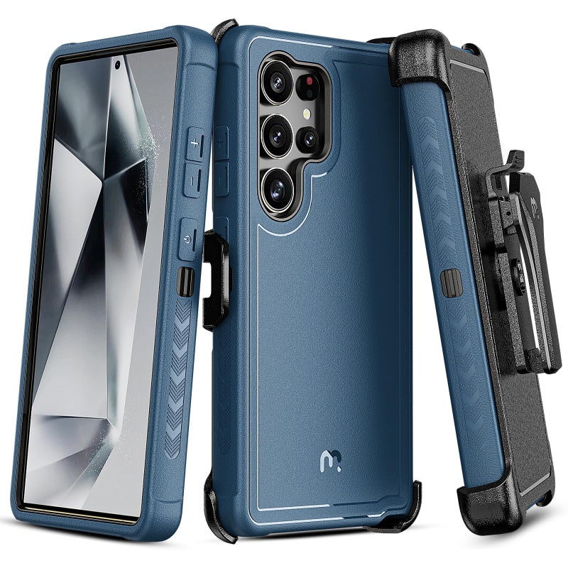 M MYBAT PRO Maverick Series for Samsung Galaxy S25 Ultra Case with Belt Clip Holster, 6.9 inch, Heavy Duty Military Grade Drop Protective Case w 360Â° Rotating Stand (No Screen Protector) Blue - Image 1