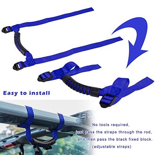 Danti 4 x Roll Bar Grab Handles Grip Handle for Jeep Wrangler YJ TJ JK JKU JL JLU Sports Sahara Freedom Rubicon X & Unlimited 1955-2024 2025 (Blue) - Image 5