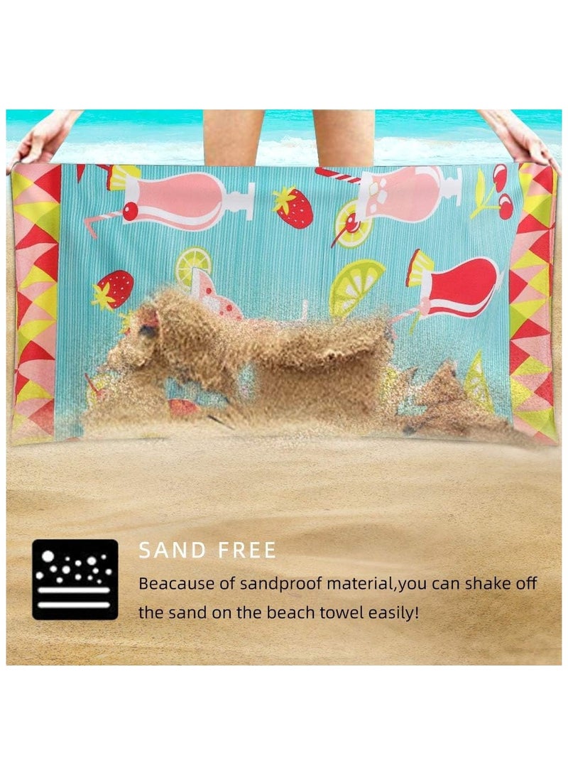 SOLARAE Beach Towel Microfiber Beach Towels Sand Free Quick Dry Lightweight Cute Fruit Travel Oversized Thin Set 75x150cm Extra Large Big Soft Swim Travel Towels Blanket for Adult Women Men - Image 2
