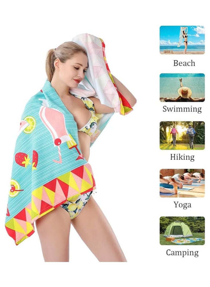 SOLARAE Beach Towel Microfiber Beach Towels Sand Free Quick Dry Lightweight Cute Fruit Travel Oversized Thin Set 75x150cm Extra Large Big Soft Swim Travel Towels Blanket for Adult Women Men - Image 3