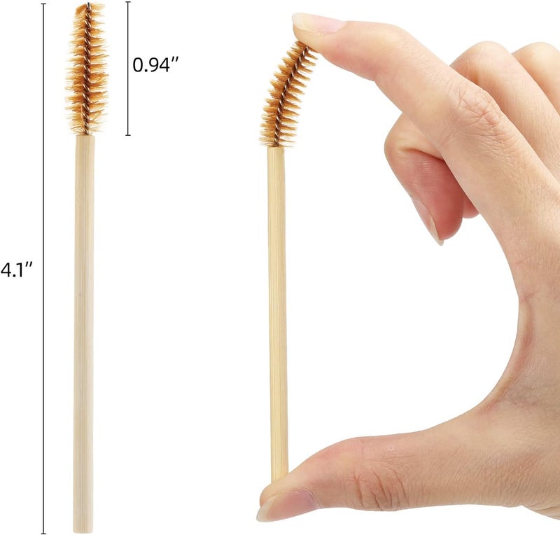 Tbestmax 100 Pcs Disposable Mascara Wands, Bamboo Spoolies Brush for Eyelash Extensions, Spooly Eyelash Eyebrow Brushes Lash Wand Applicator Makeup Kits, Brown - Image 2
