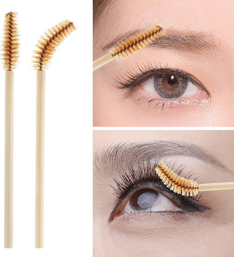 Tbestmax 100 Pcs Disposable Mascara Wands, Bamboo Spoolies Brush for Eyelash Extensions, Spooly Eyelash Eyebrow Brushes Lash Wand Applicator Makeup Kits, Brown - Image 5