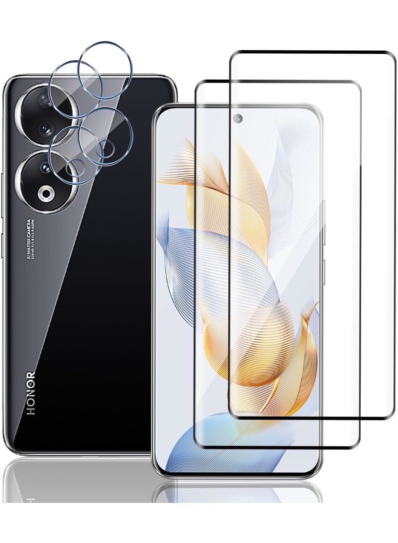 SOLARAE Screen Protector, Camera Lens Protector, 9H Hardness 3D HD Tempered Glass Film, 2 Pcs Tempered Glass Compatible with Honor 90 5G Screen Protector and 2 Pcs Camera Lens Protector - Image 1