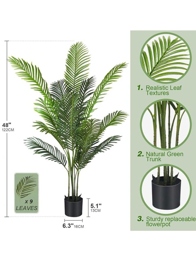 SKY-TOUCH Artificial Tree Fake Plants, 120cm Areca Palm Fake Trees Faux Plants Indoor Realistic Plants for Office Home Room Store Decor  - Image 4