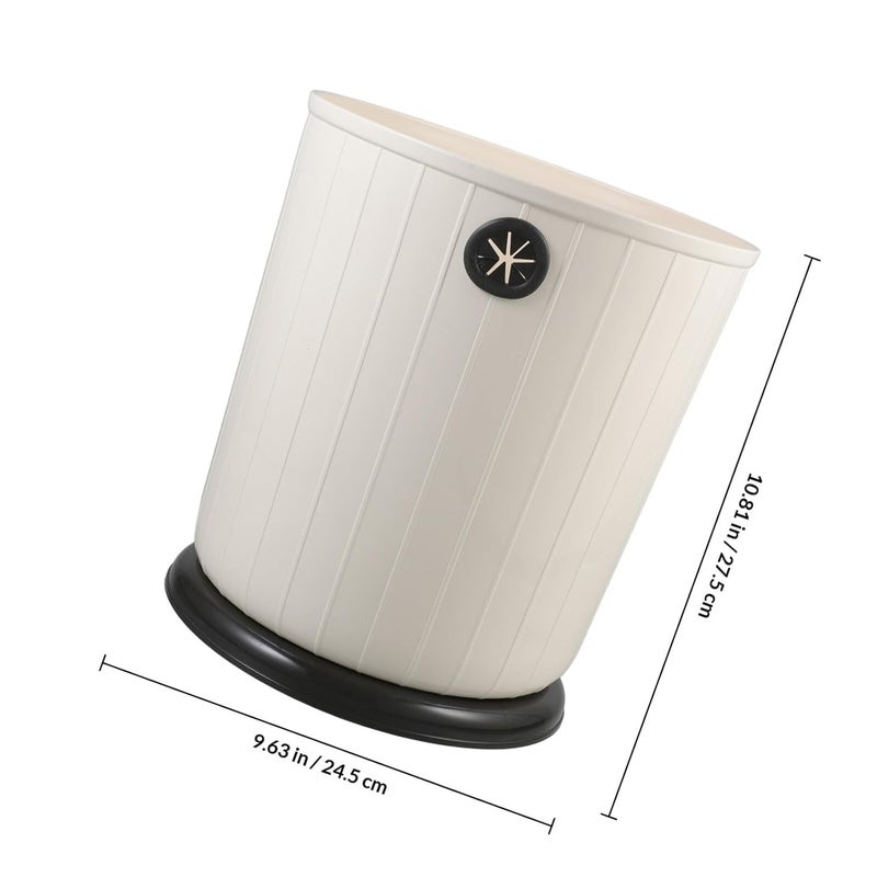 Retro Minimalist Trash Can 12l Cream Round Household Garbage Bucket Open Top Wastebasket for Kitchen Bathroom Office Bedroom - Image 2