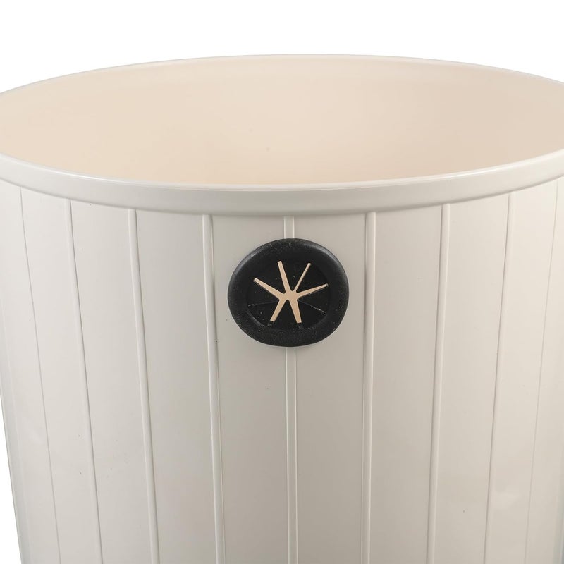 Retro Minimalist Trash Can 12l Cream Round Household Garbage Bucket Open Top Wastebasket for Kitchen Bathroom Office Bedroom - Image 3