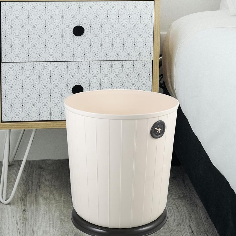 Retro Minimalist Trash Can 12l Cream Round Household Garbage Bucket Open Top Wastebasket for Kitchen Bathroom Office Bedroom - Image 5