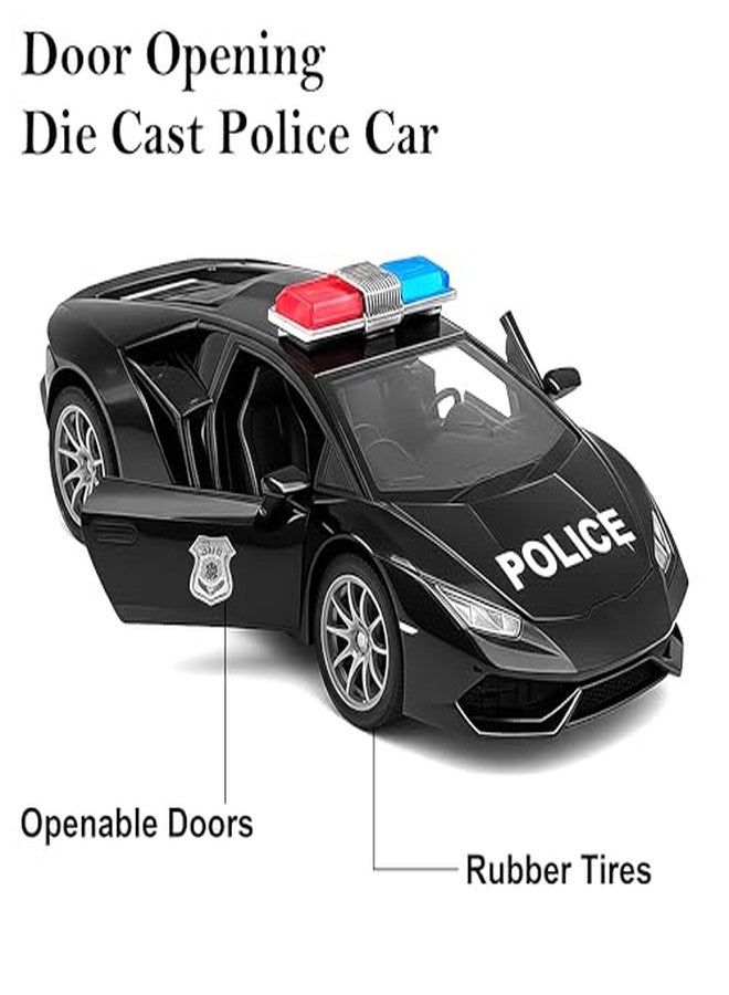 VGRASSP 1:32 Scale Mini Die Cast Super Police Car Toy for Kids with Pull Back Action - Off-Road Scale Model with Rubber Tires, Realistic Design Openable Doors - Color As Per Stock - Image 4