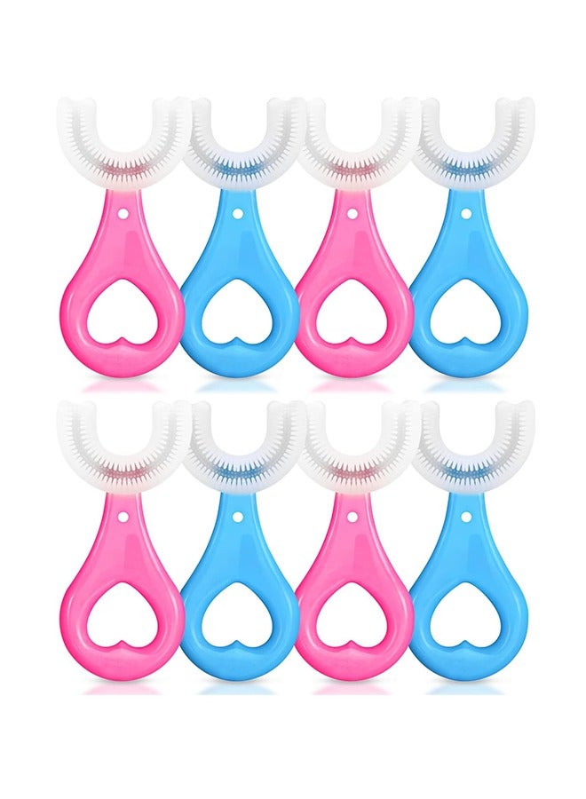 8Pcs U Shaped Toothbrush Kids, Kids Toothbrushes Soft Silicone Brush Head Whole Mouth Toothbrush with Handle 360 ° Oral Teeth Cleaning Design for Toddler Toothbrush Age 2-6