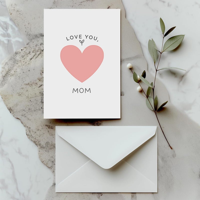 Paper Play Mother's Day Card - Elegant Mothers Day Card with Envelope, Embossed Heart Design Greeting Card 4 x 6 Inches Card for Mom from Daughter Son - Image 2