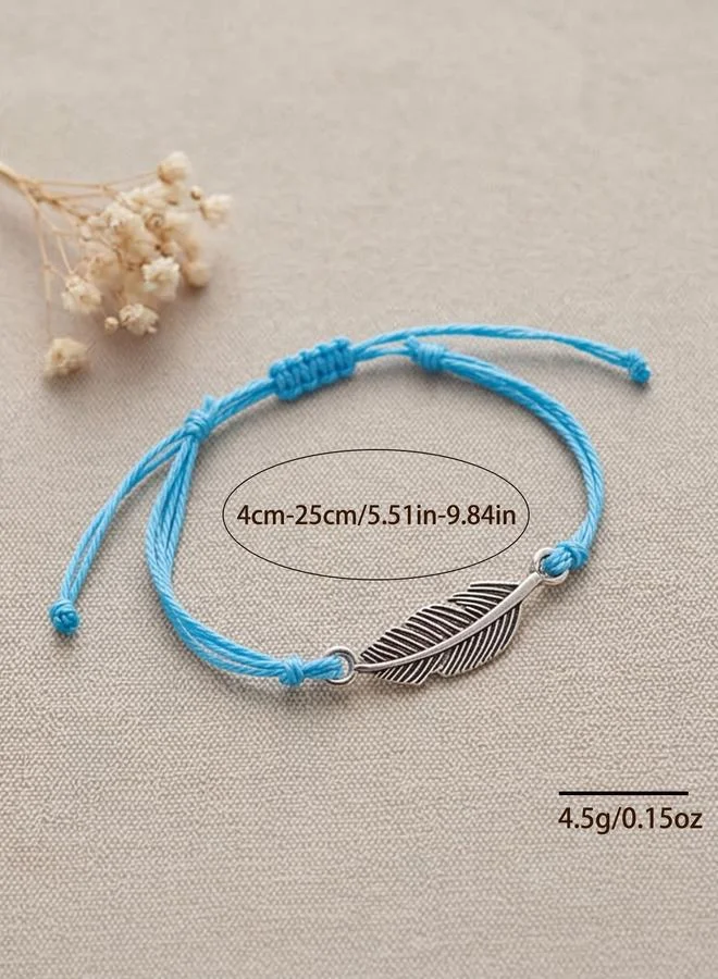Take Two Blue Woven Leaf Charm Bracelet