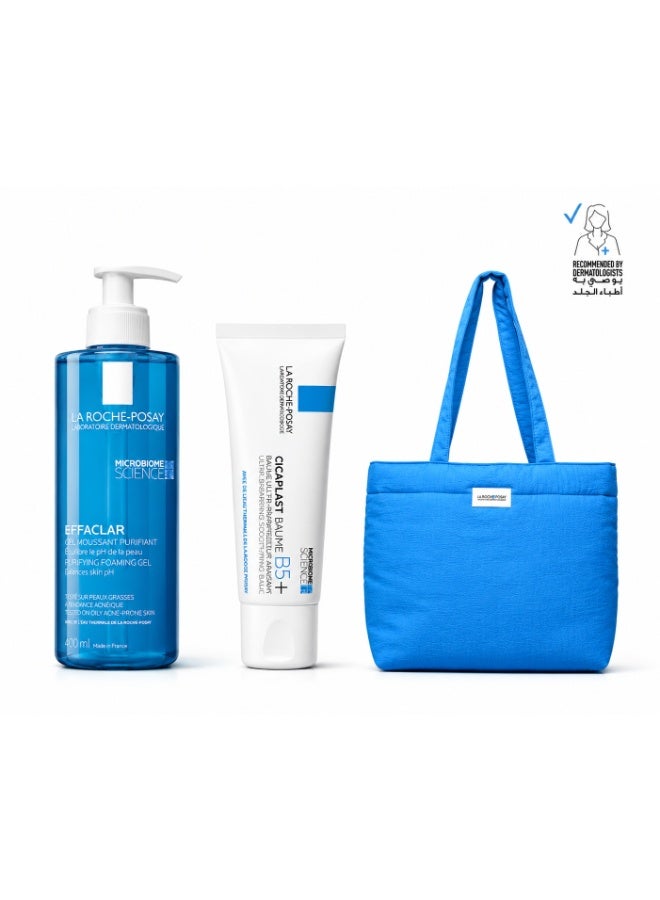 LA ROCHE-POSAY Cicaplast Baume B5+ Ultra Repairing Multi-Purpose Moisturizer Soothing and Reapairing Balm – for dry, damanged, irritiated and sensitive skin for whole family, including babies. & Effaclar Purifying Foaming Gel 200Ml Cleanser; Acne Face Wash For Women/Men; Dermatologically-Tested Skincare Treatment For Oily & Sensitive Skin 200ml Bundle - Image 1