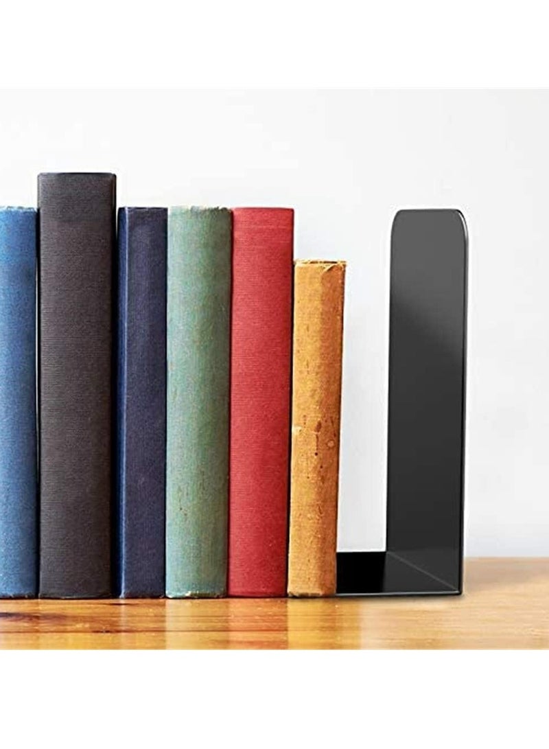 Oasisgalore 1 Pair Metal Bookends Book Ends for Home Office Shelves，Book Shelf Holder ，Black - Image 1