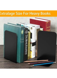 أوزيغالور 1 زوج من حواجز الكتب المعدنية لأرفف المكاتب المنزلية، حامل أرفف الكتب، الأسود  - Image 3