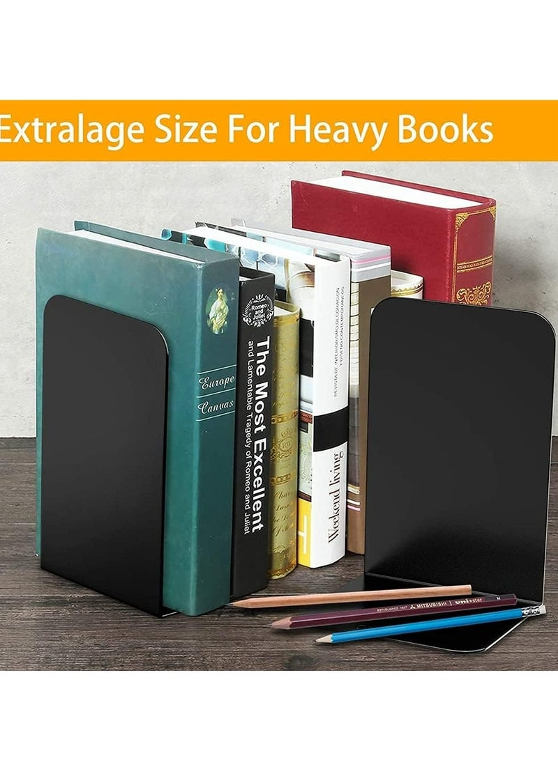 Oasisgalore 1 Pair Metal Bookends Book Ends for Home Office Shelves，Book Shelf Holder ，Black - Image 3