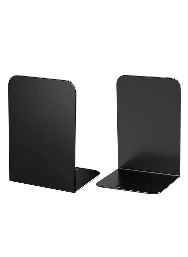 Oasisgalore 1 Pair Metal Bookends Book Ends for Home Office Shelves，Book Shelf Holder ，Black - Image 2