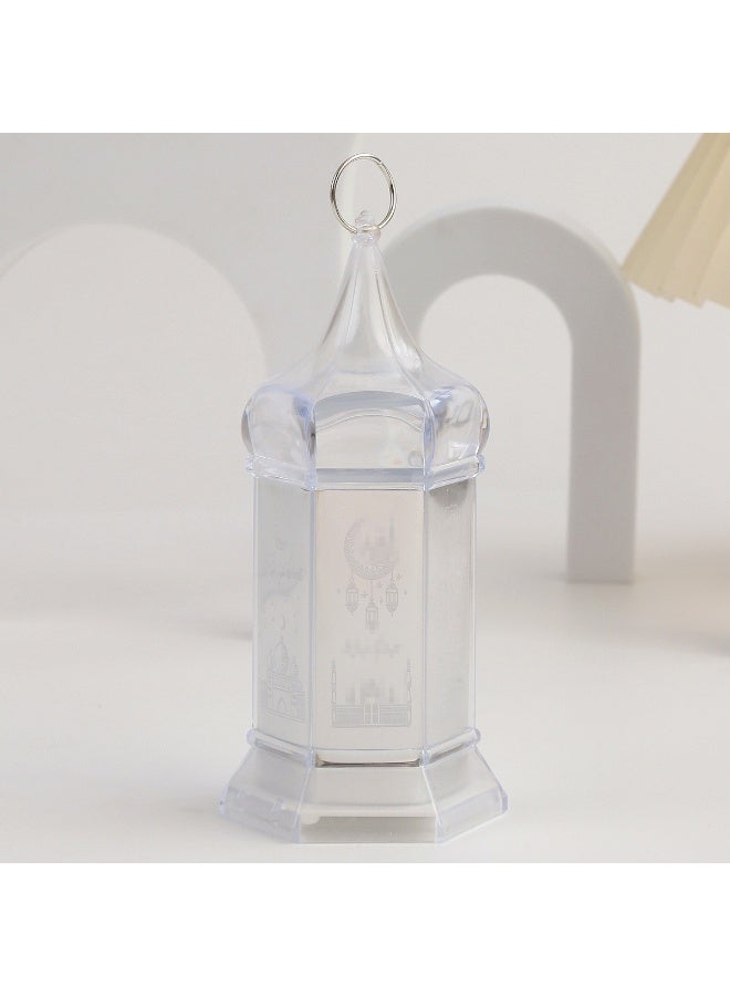 2 قطع فانوس رمضان، زينة رمضان، أضواء الفوانيس LED بتصميم مجوف للزينة على طاولة عيد رمضان - Image 5