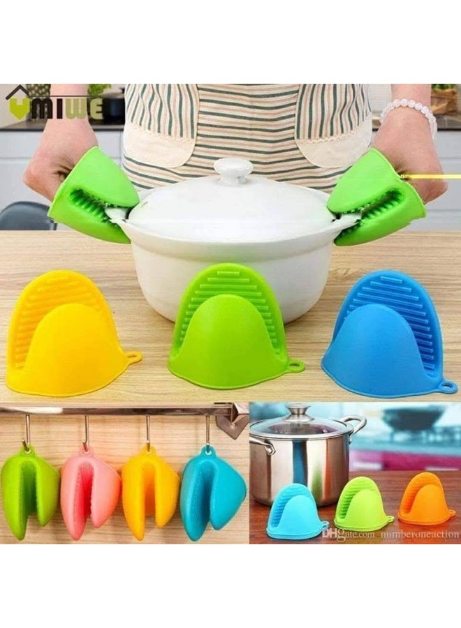 Silicone Heat Resistant Kitchen Oven Gloves (2 Pieces) - Versatile Silicone Oven Oven Gloves for Oven, Pots and Pans - Non-Slip Silicone Oven Gloves with Compact Kitchen Design, Silicone Pot Holder for Microwave and Hot Pots - Multiple Colors (Comes in Random Color) - Image 1